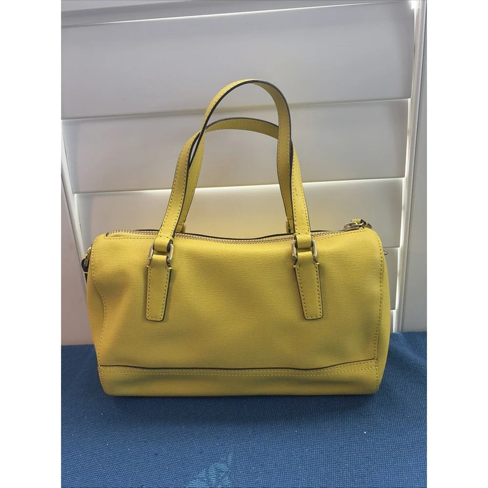 Coach Saffiano Leather Mini Satchel Handbag Yellow W/ Hangtag Double Straps